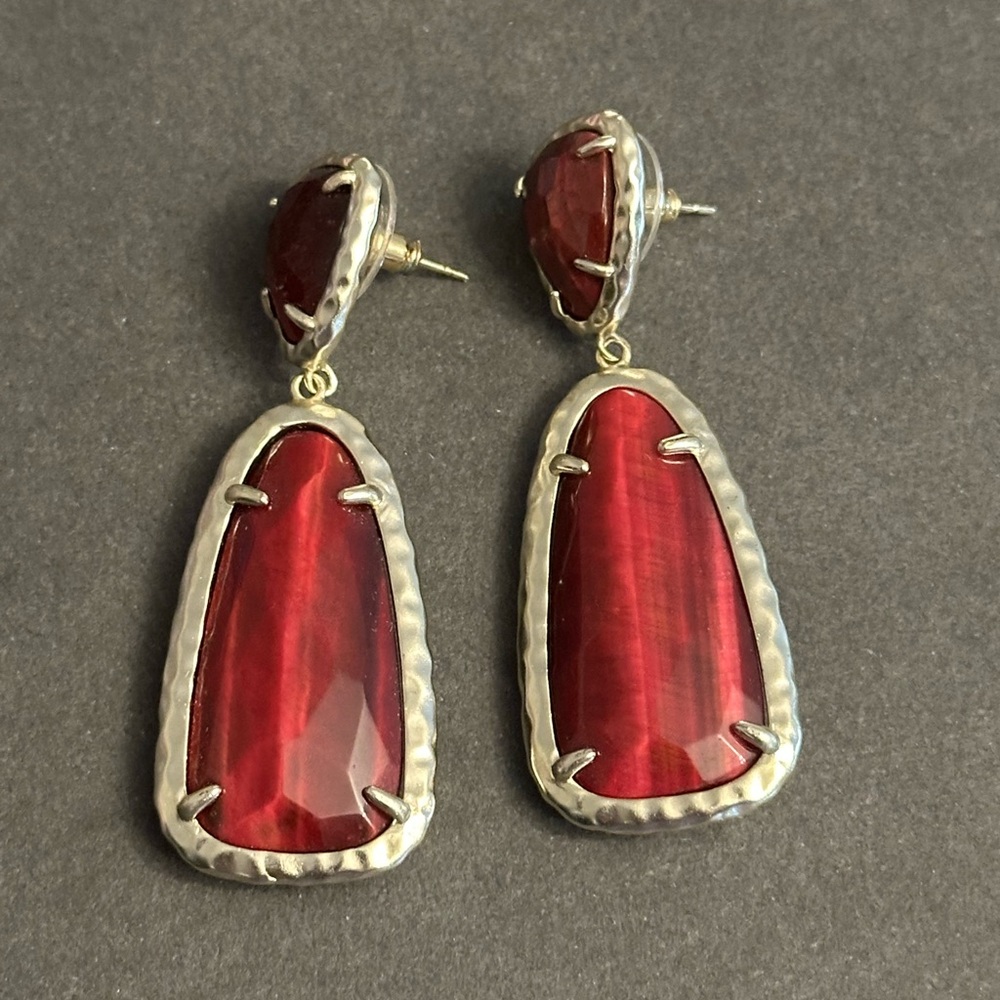 Elegant Red and Silver Drop Earrings